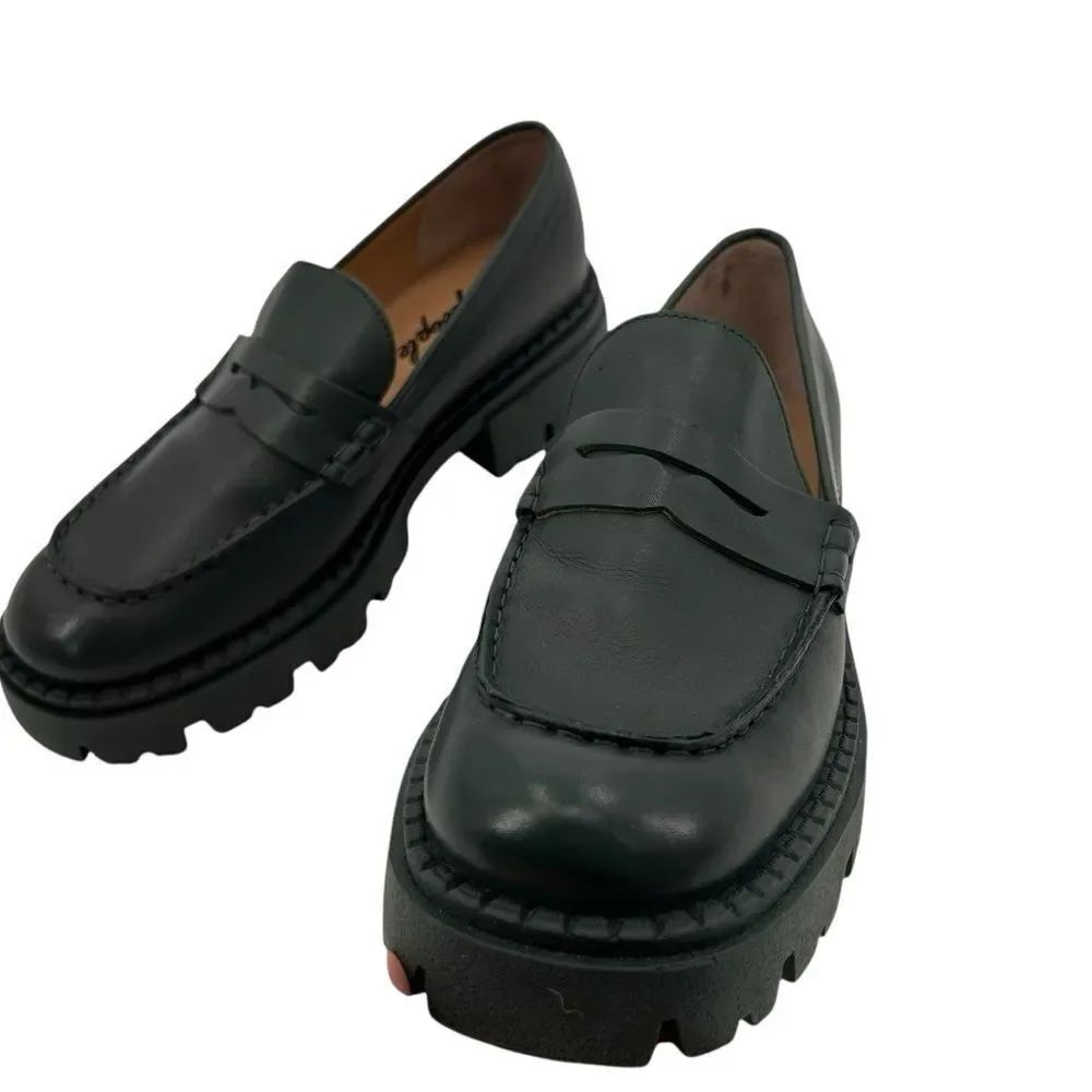 Free people Lyra lug sole dark green loafer size 39.5 - Picture 2 of 13